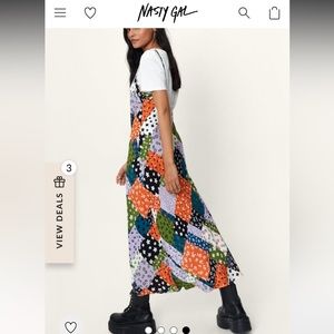 Nasty gal floral Patch Print Bias Cut Slip Dress